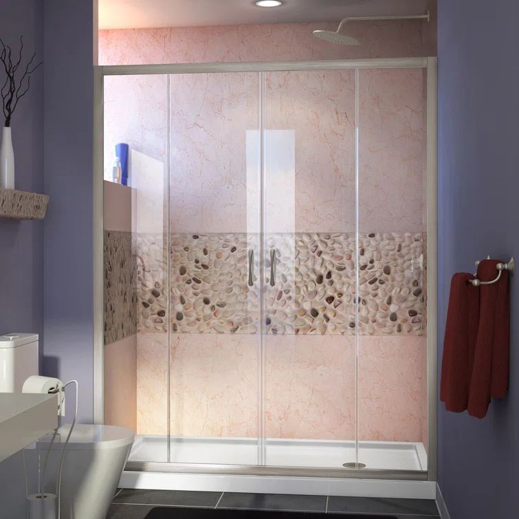 Visions 60" Brushed Nickel Frameless Sliding Shower Kit