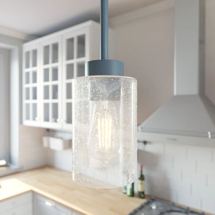 Indigo Blue Seeded Glass Mini Pendant Light