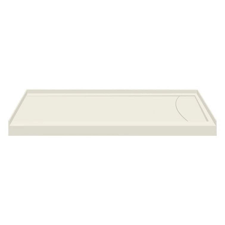 Cameo Solid Surface Low Profile Rectangular Shower Base with Right Drain