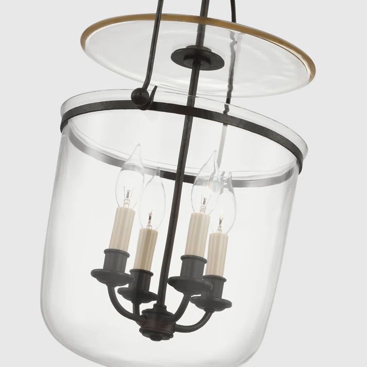 Lorford Aged Iron 24" Glass 4-Light Chandelier