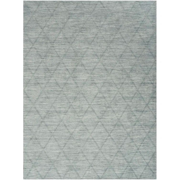 Handmade Blue Wool Rectangular 5' x 7' Area Rug
