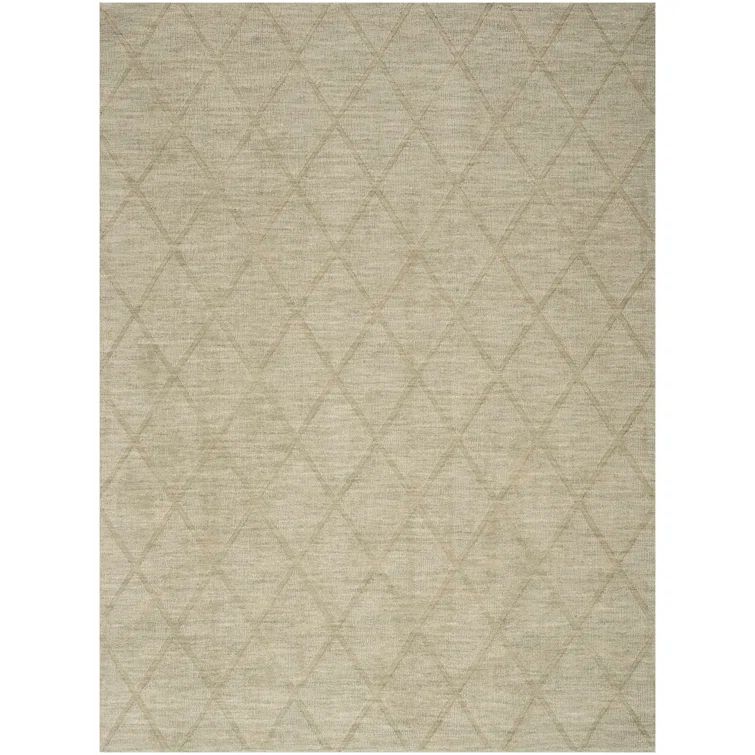 Sage Geometric Handmade Wool 5' x 7' Area Rug