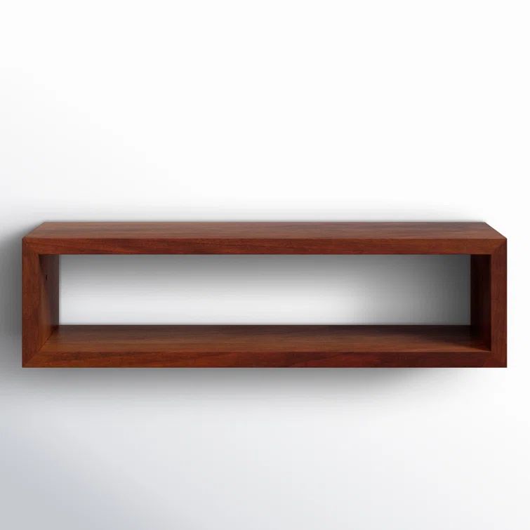 Walnut Brown Solid Wood Floating Wall Shelf, 28'' Wide