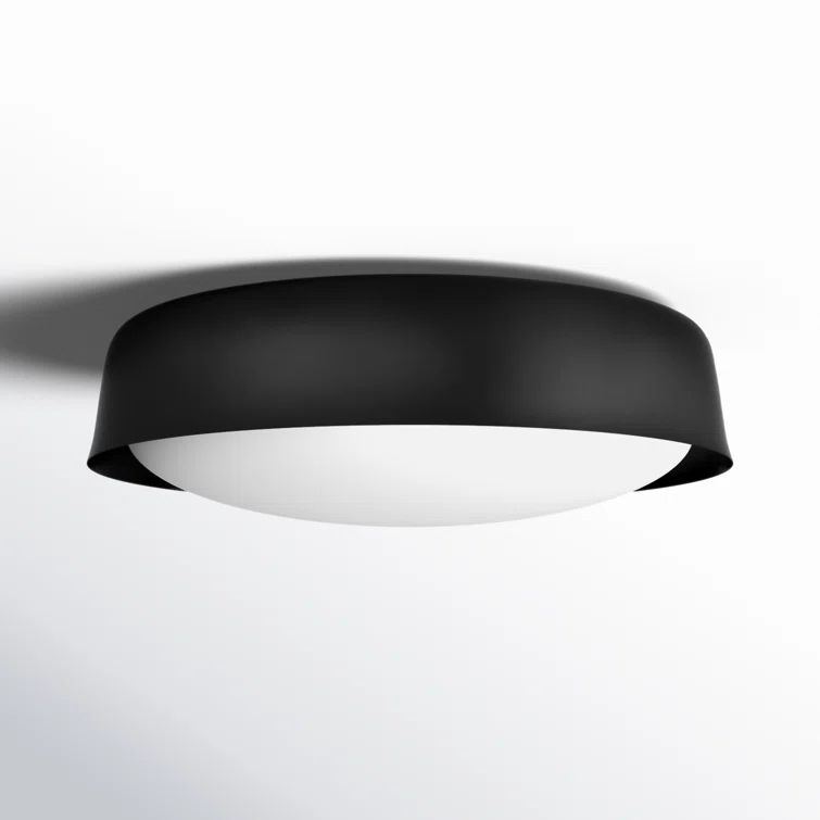 Midnight Black Glass Drum Flush Mount Light