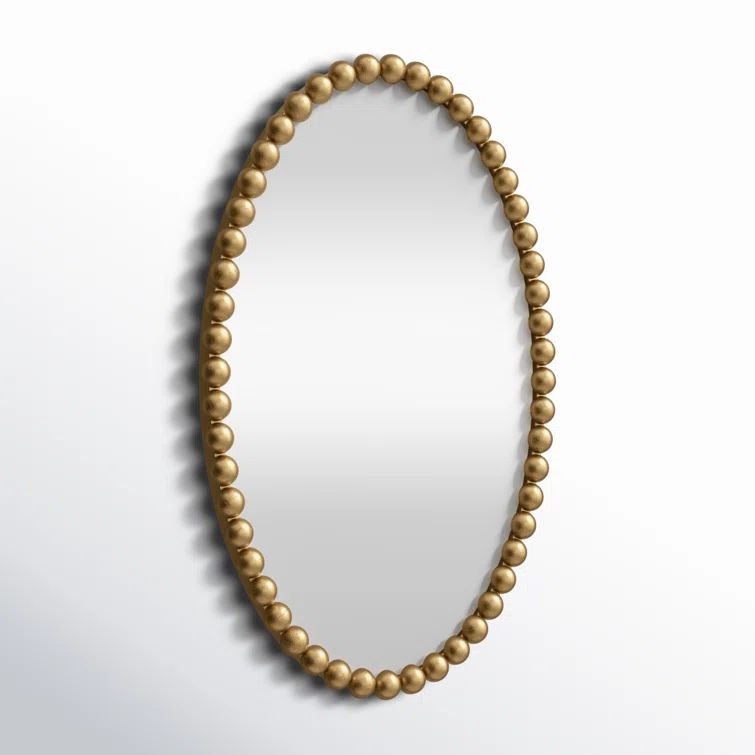 Sanne Gold Beaded Oval Wall Mirror with Metal Frame
