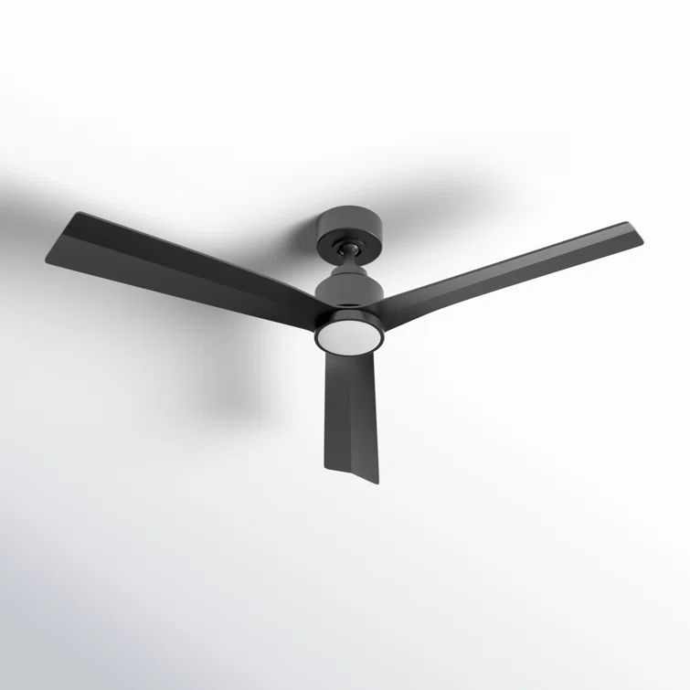52" Matte Black Smart Ceiling Fan with Remote and LED Light