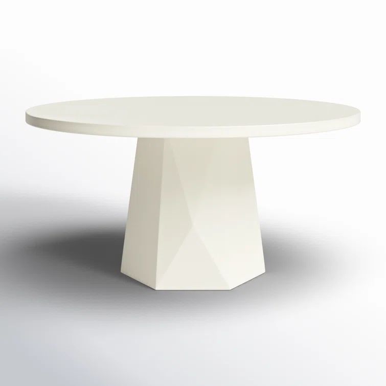 White Concrete 60'' Round Outdoor Dining Table