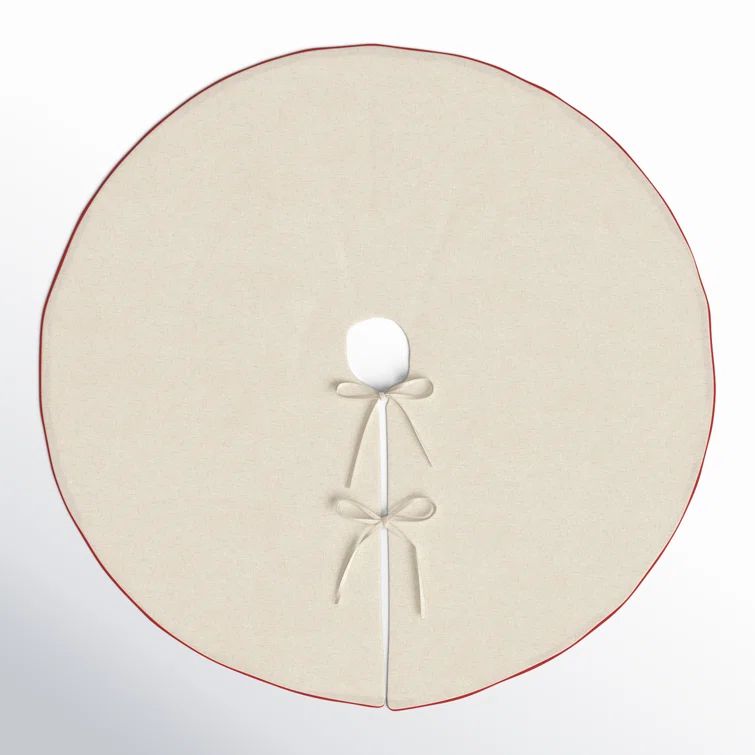 Natural Linen and Red Piping 56" Circular Tree Skirt