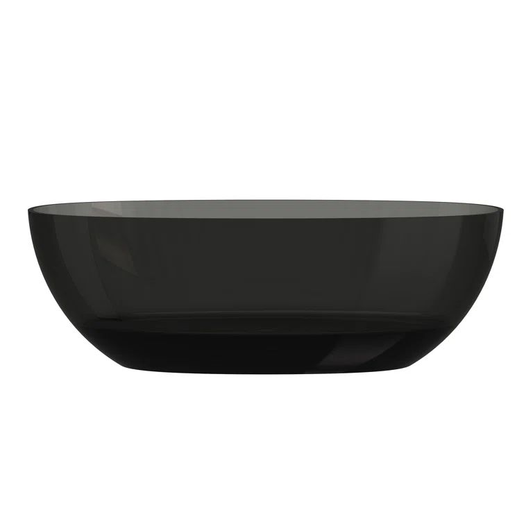 67'' x 30'' Black Transparent Resin Freestanding Soaking Bathtub