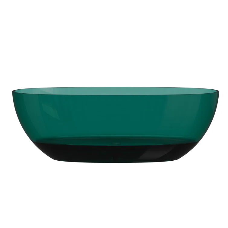 Ocean Blue Transparent Resin Freestanding Soaking Bathtub