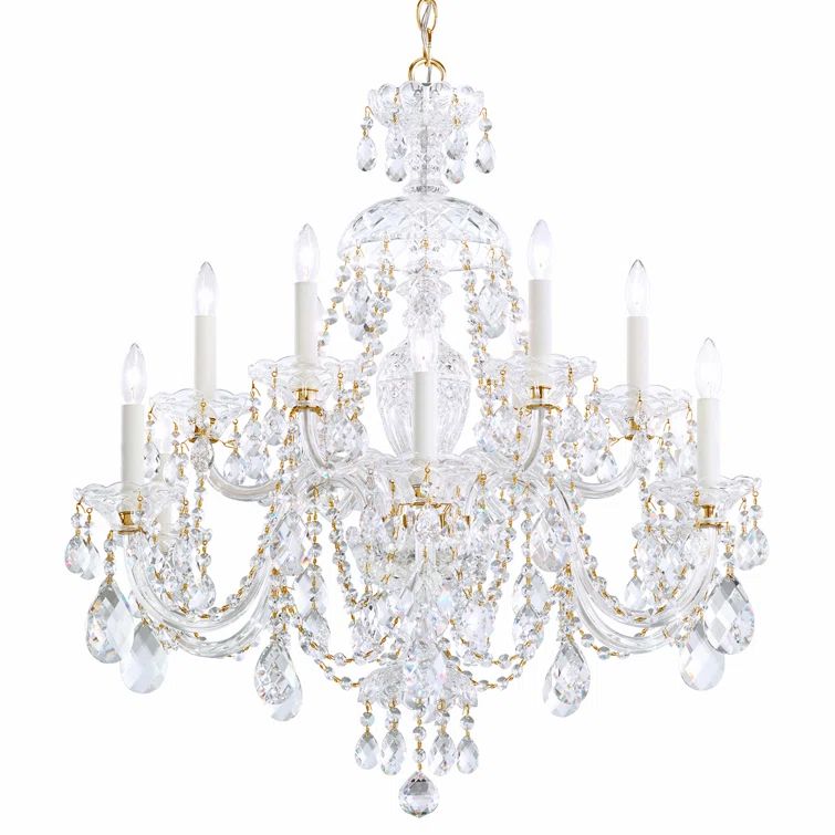 Aurelia Gold 12-Light Chandelier with Clear Swarovski Crystal
