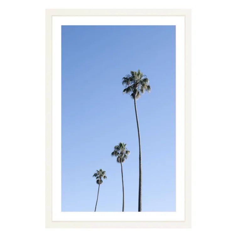 Triple Palm Photographic Print in White Wood Frame