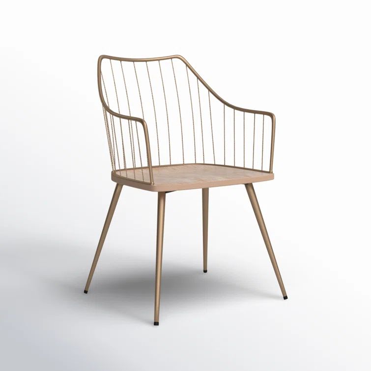Windsor High Slat Back Arm Chair in Antique Copper and White Wash