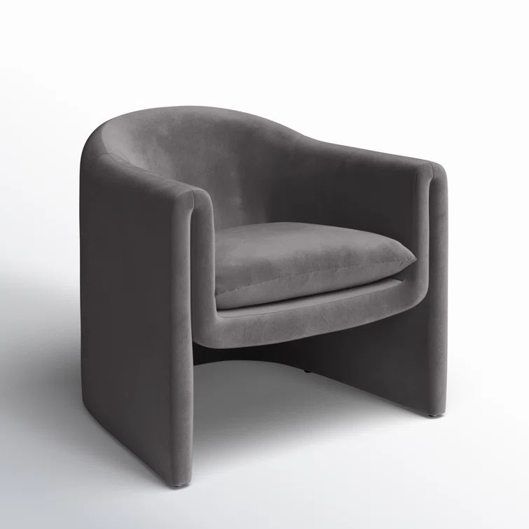 Olivia Dark Grey Velvet Contoured Accent Chair
