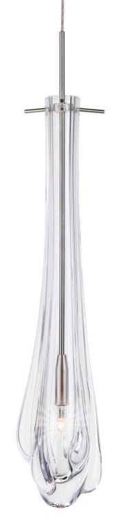 Dew Drop Satin Nickel Clear Glass LED Pendant Light