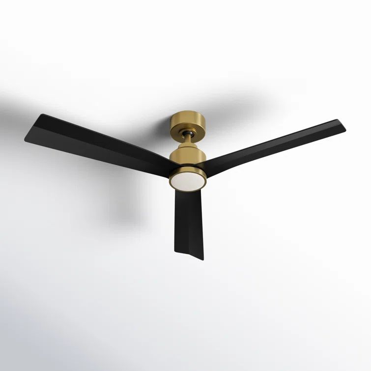 52'' Soft Brass & Matte Black Smart Ceiling Fan with Remote
