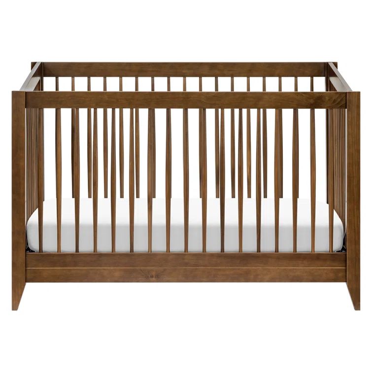 Natural Walnut Solid Wood 4-in-1 Convertible Crib