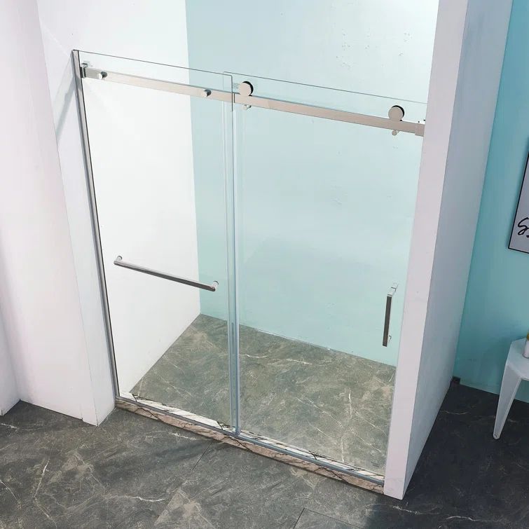 56-60" Brushed Nickel and Glass Sliding Shower Door