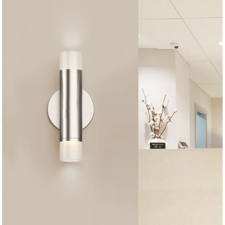 Sleek 8.5'' Satin Nickel Dimmable LED Wall Sconce