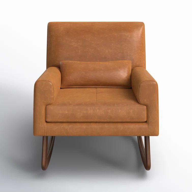 Sleepytime Tan Vegan Leather & Walnut Nursery Rocker