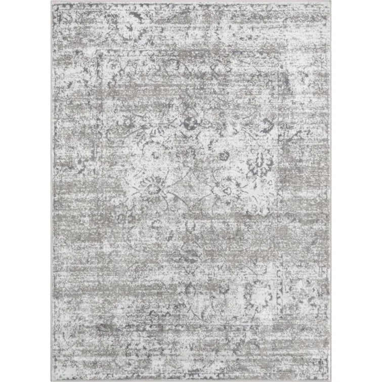 Reversible Vintage Oriental Ivory Synthetic 5' x 7' Area Rug