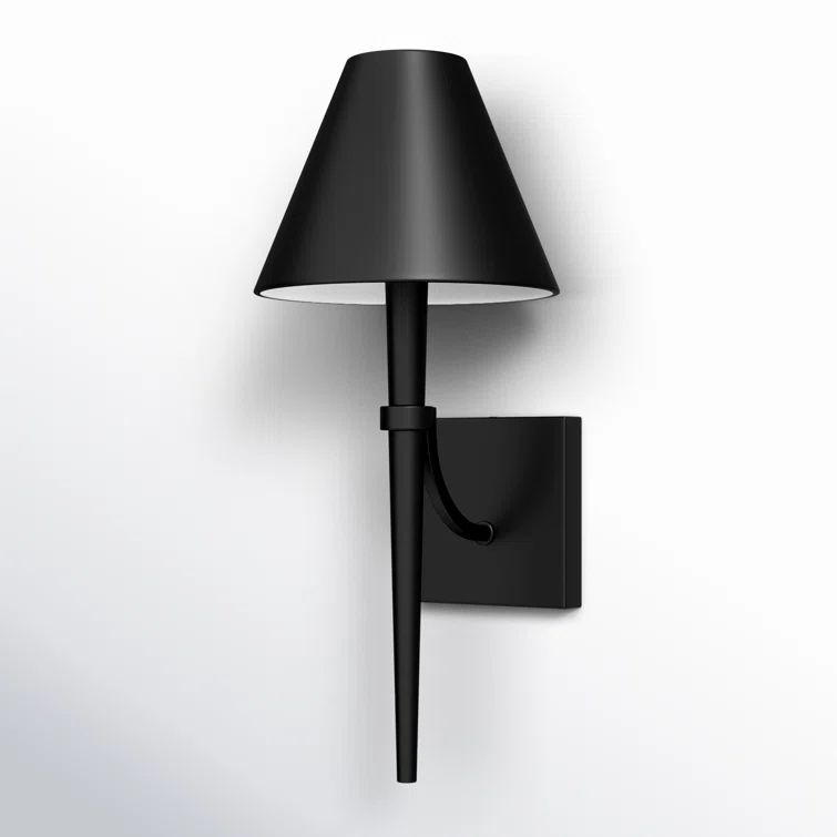 Matte Black Steel Cone Shade Dimmable Wall Sconce