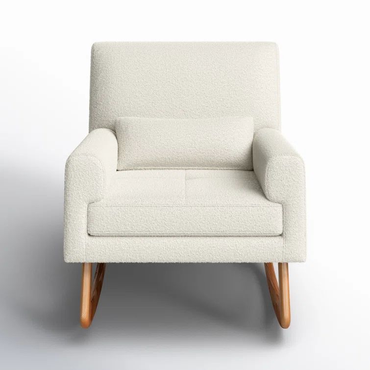 Ivory Boucle Sleepytime Rocker with Smooth Ash Hardwood Legs
