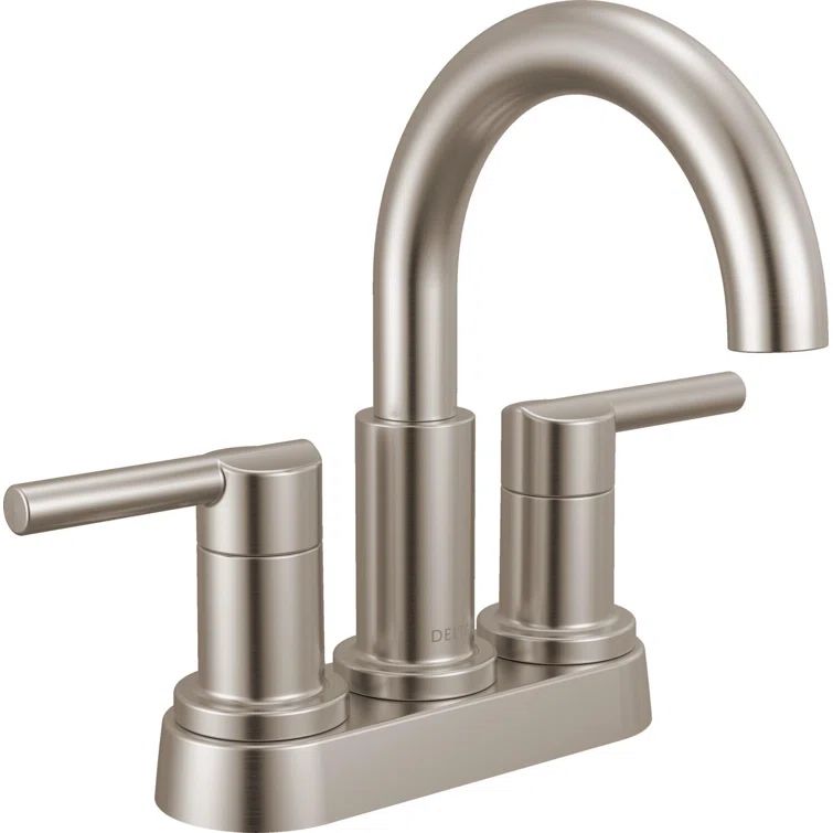 Nicoli Brushed Stainless Steel Centerset Bathroom Faucet with Lever Handles