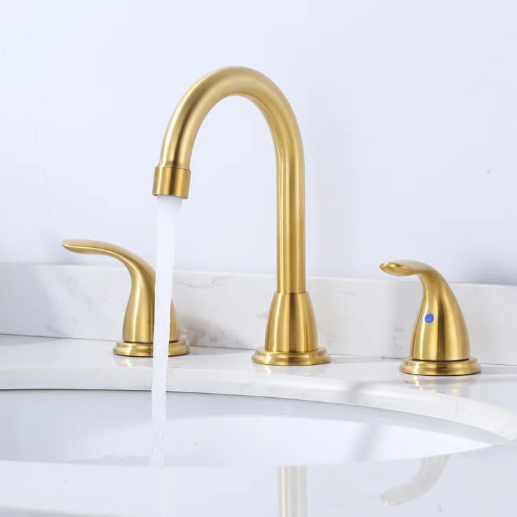 8 Inch Brushed Gold Double Handle Widespread Bathroom Faucet
