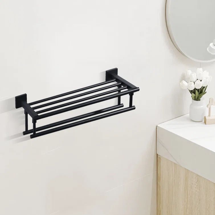 20 Inch Matte Black Stainless Steel Wall Mounted Towel Rack