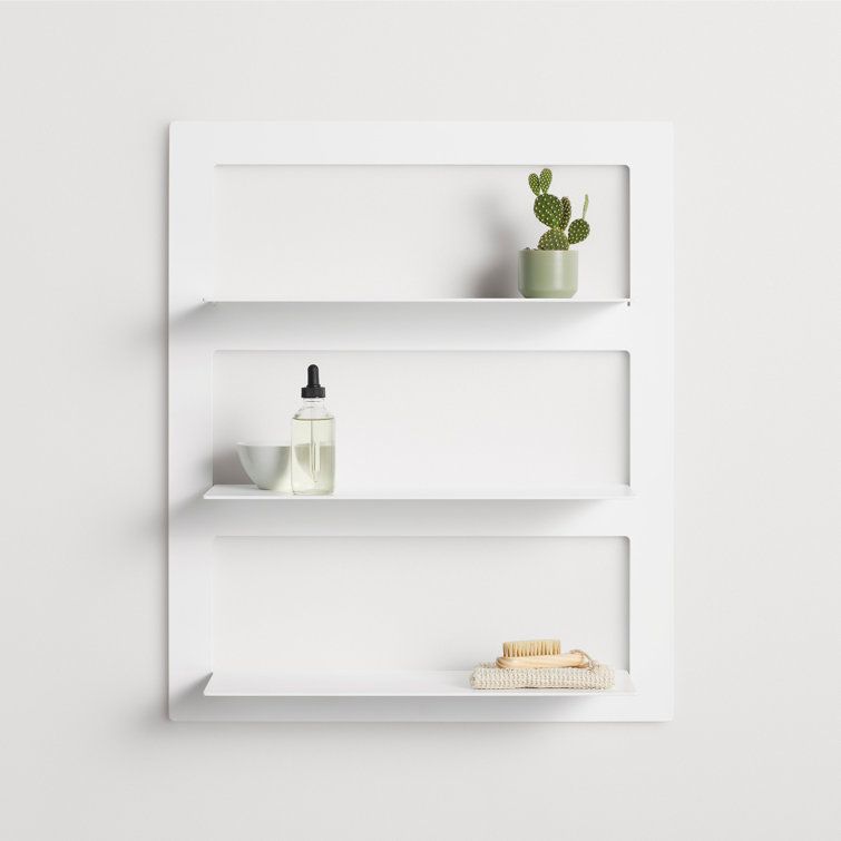 White Powder-Coated Metal Wall-Mounted Shelf