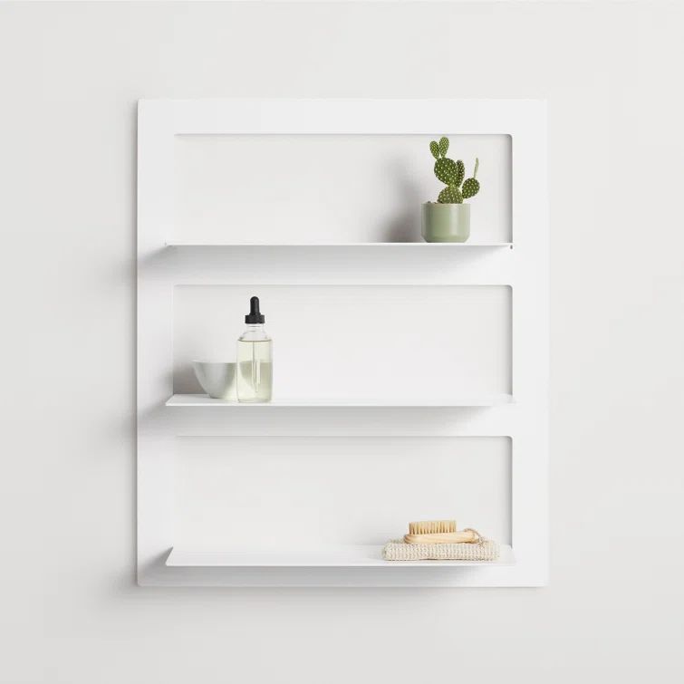 White Powder-Coated Metal Wall-Mounted Shelf