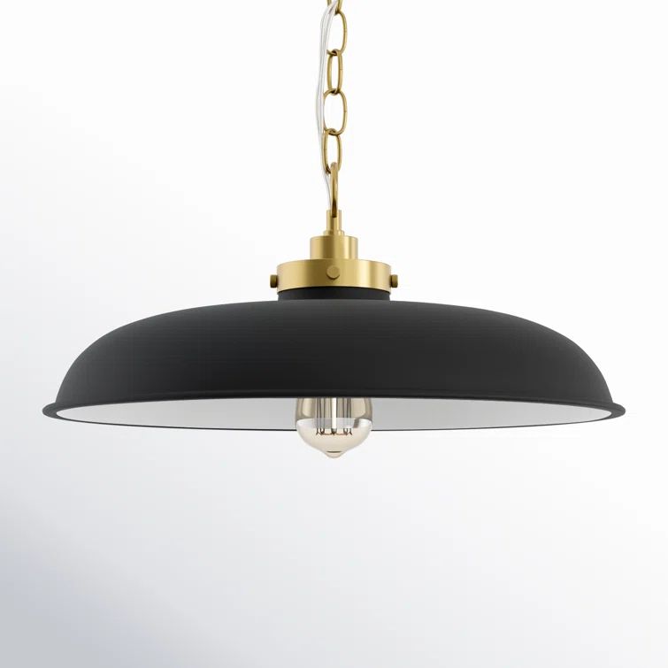 Midnight Black and Burnished Brass 20'' Dome Pendant Light