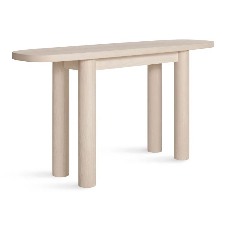 Whitewashed Ash Capsule-Shaped Wood Console Table