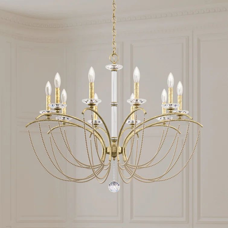 Priscilla Antique Silver 10-Light Traditional Chandelier with Bronze Pearl Crystals