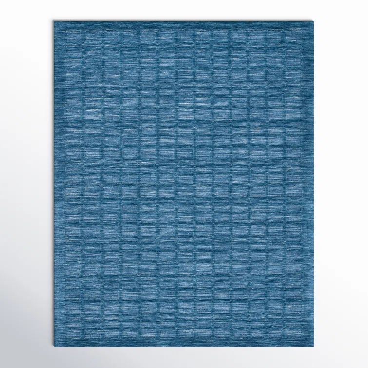 Handwoven Blue Viscose 8' x 10' Rectangular Rug