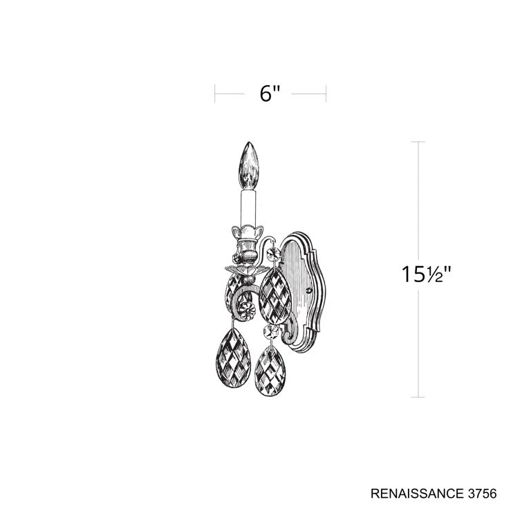 Black Bronze 1-Light Sconce with Clear Crystal