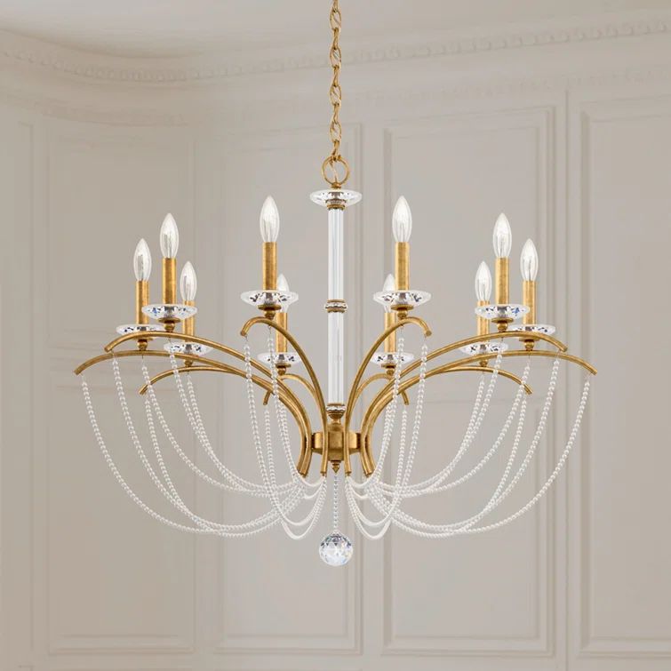 Heirloom Gold 10-Light Crystal Candle Chandelier