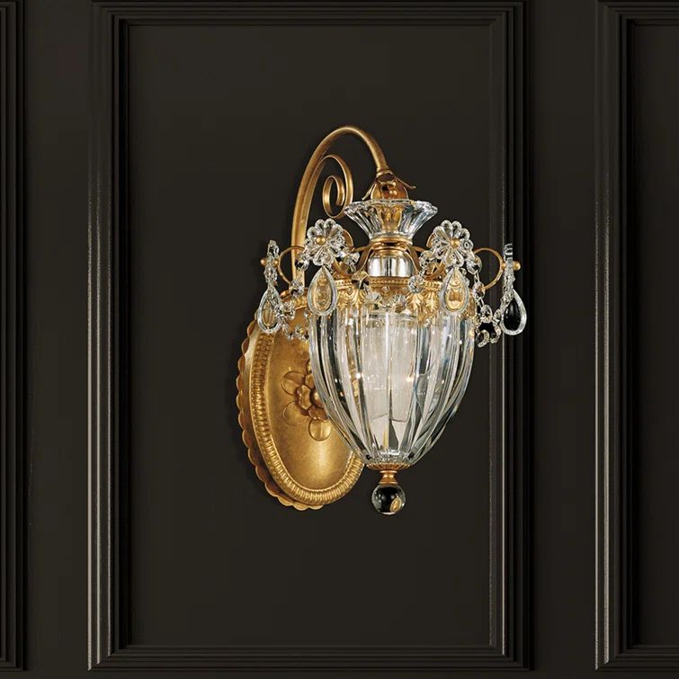 Aurelia Bronze 1-Light Lantern Sconce with Heritage Clear Crystal