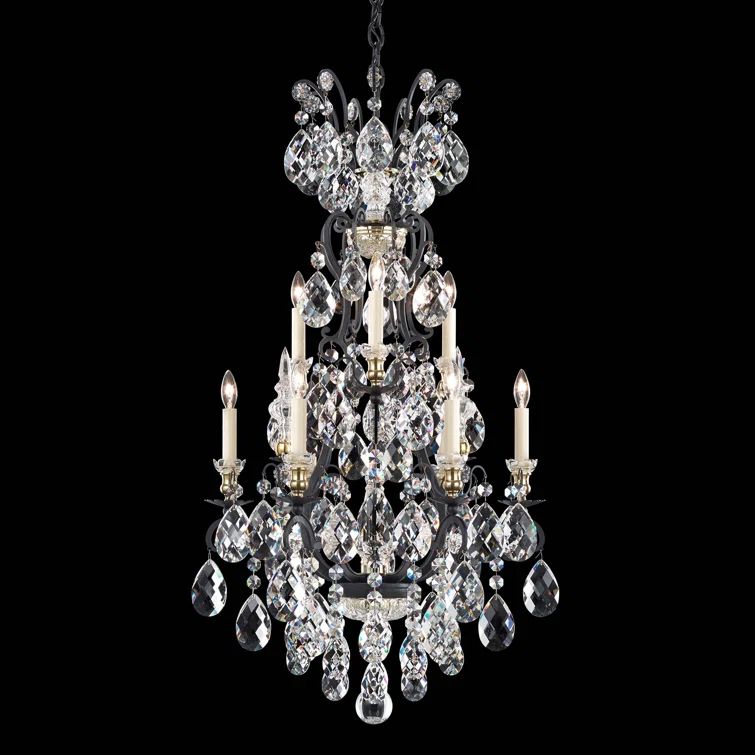 Black Heritage Crystal 10-Light Candle Chandelier