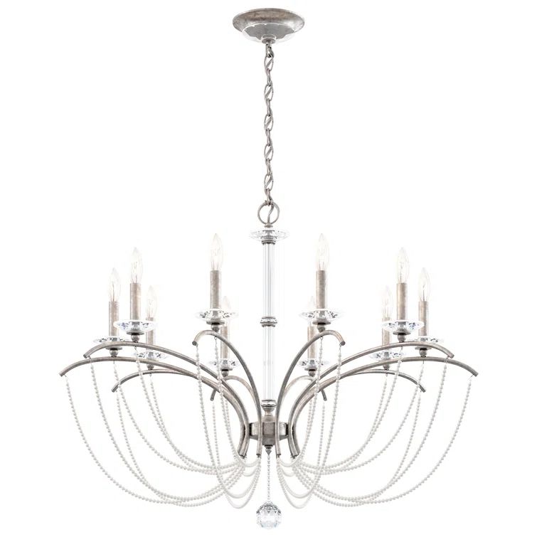 Elegance Unveiled 28" White and Clear Crystal 10-Light Candle Chandelier