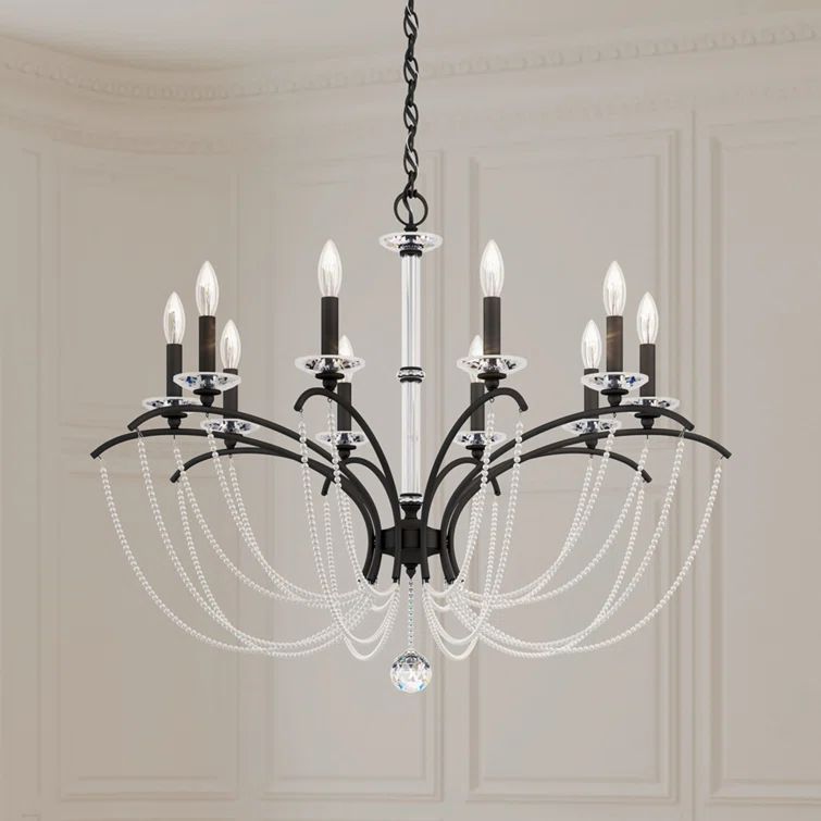 Priscilla Black and White Pearl 10-Light Classic Crystal Chandelier