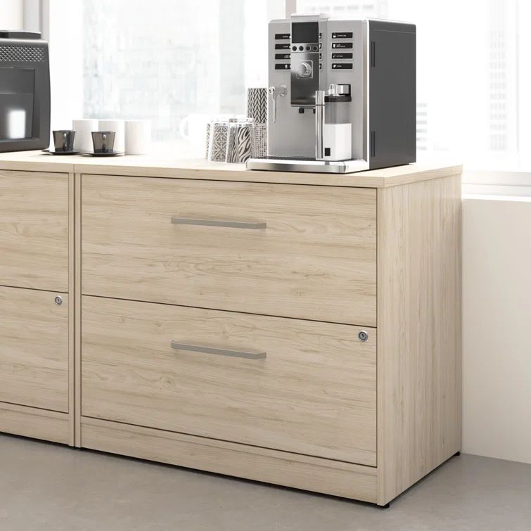 Natural Elm 2-Drawer Lockable Laminated Wood Lateral File Cabinet