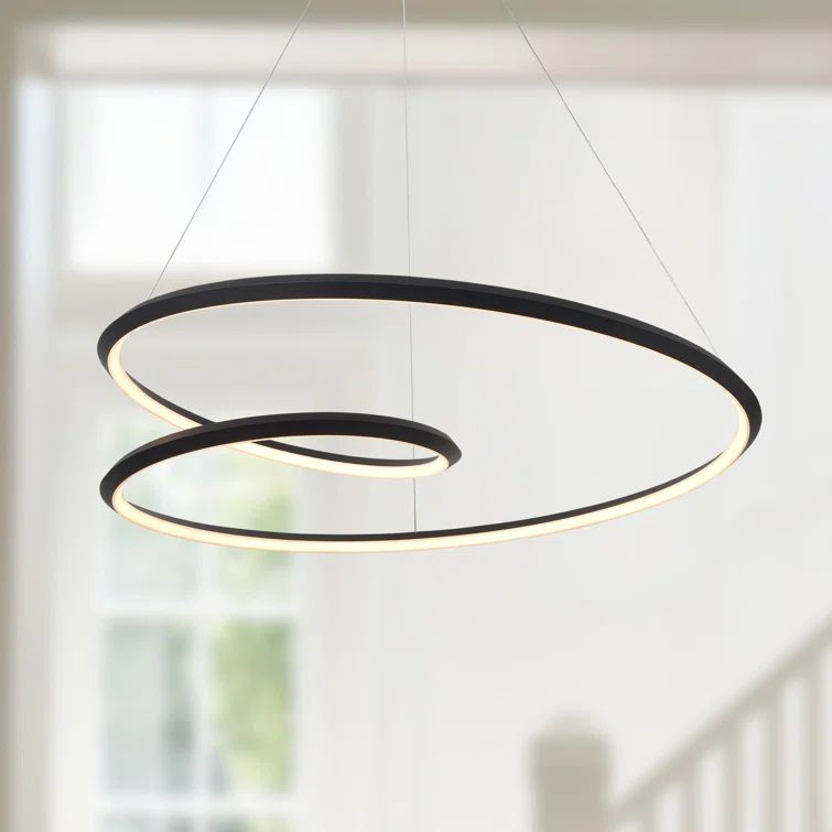 Contemporary Black Aluminum LED Pendant Light for Indoor/Outdoor