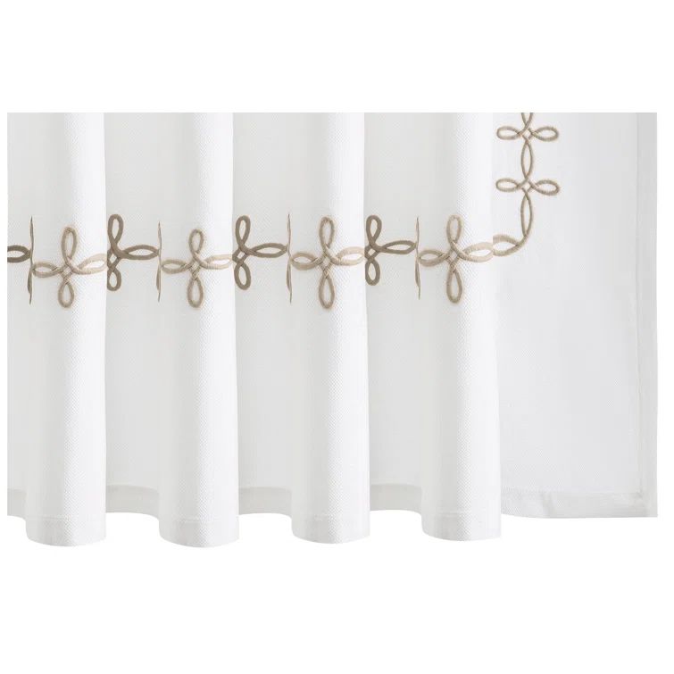 Truffle Embroidered Cotton Shower Curtain with Grecian Knot Design