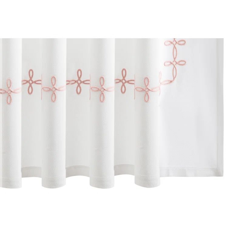 Blush Embroidered Cotton Shower Curtain with Grecian Knot Design
