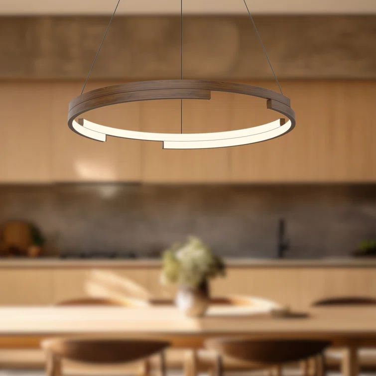 Anello Minor 24" LED Brushed Nickel Pendant with Walnut Finish