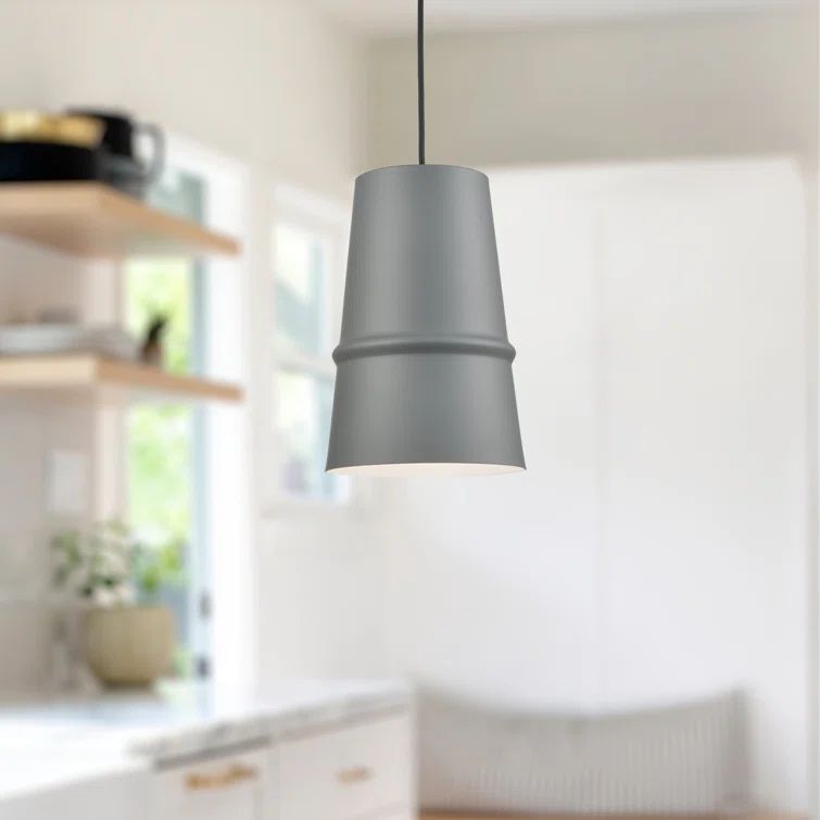 Castor 12" Single-Lamp Pendant in Brushed Nickel and Black