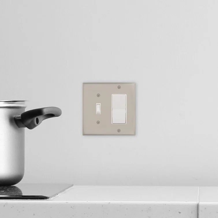 Satin Nickel Double Toggle and Rocker Switch Plate