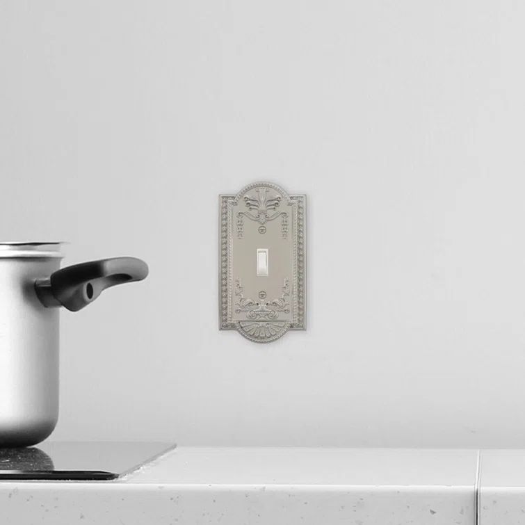 Satin Nickel Vintage Art Deco Metal Toggle Switch Plate